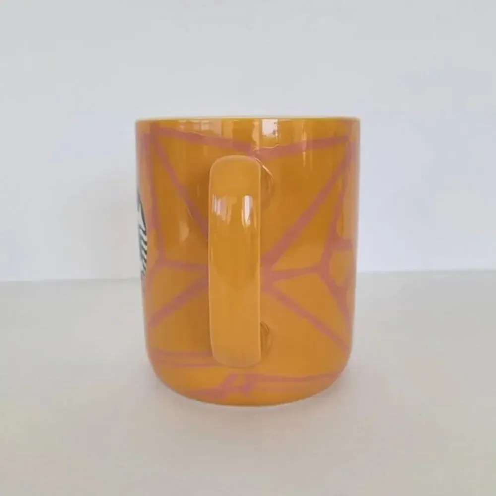 Starbucks 2021 Retro Geometric Ceramic Mug Orange Pink 15 oz Coffee Tea Cup